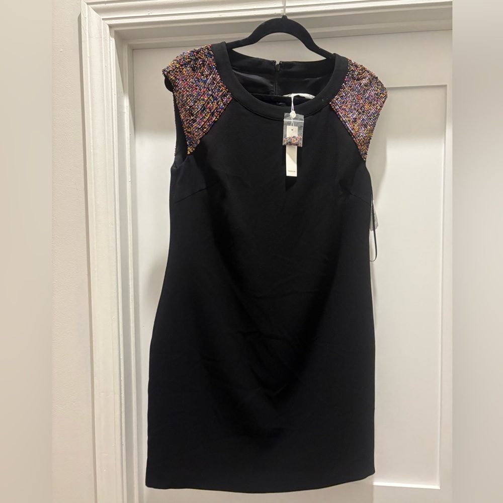 Trina Turk Black Mini Dress with Multicolor Sequins